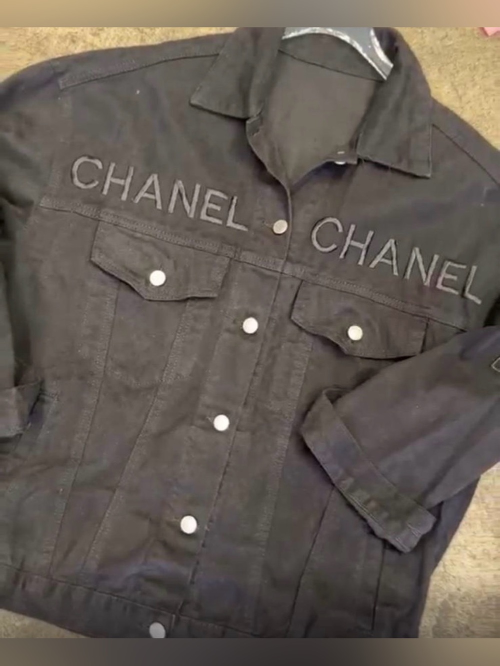 New Luxury Black Denim Jacket Size Large